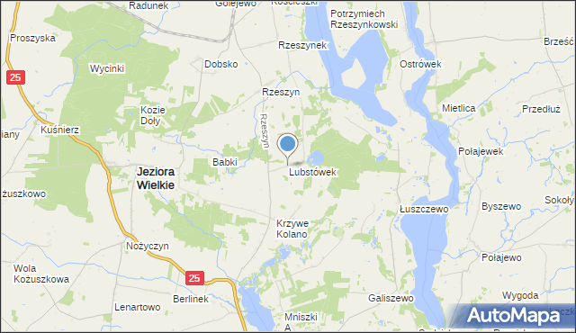 mapa Lubstówek, Lubstówek gmina Jeziora Wielkie na mapie Targeo